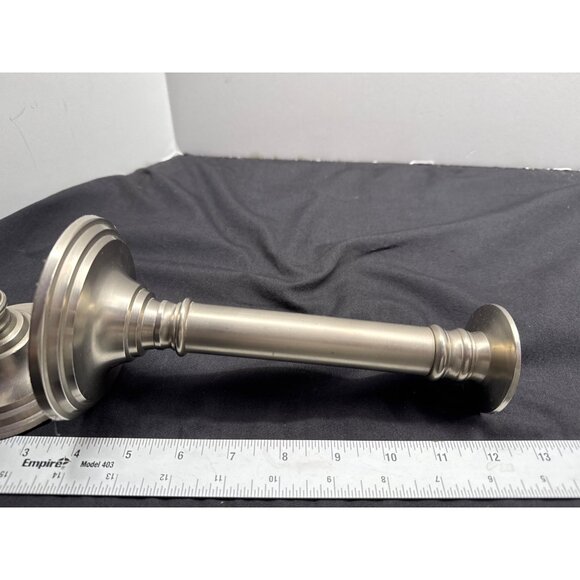 Vintage MCM Candlestick Brushed Holders 8" Set Of 2 Black Felted Bottoms - Picture 4 of 8